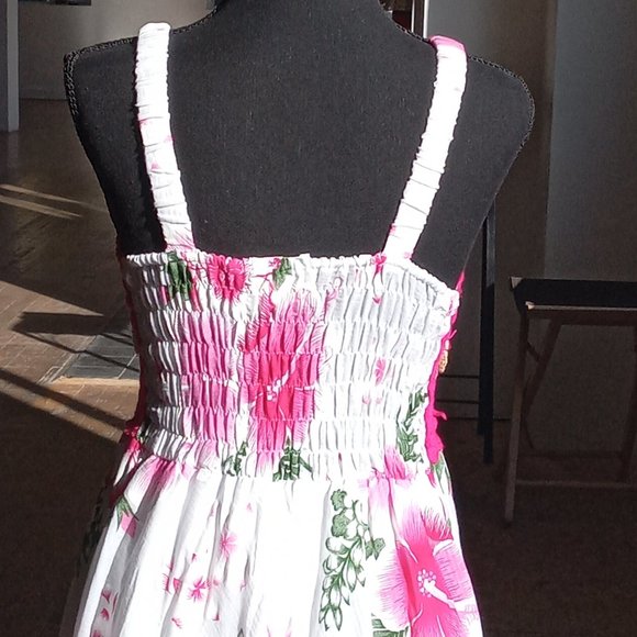 Pink and white floral crochet mixed media dress - Picture 3 of 11